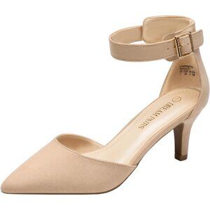 Dream Pairs Women's Nude Suede Faux Suede pointed Toe Kitten Heels Pumps Shoes